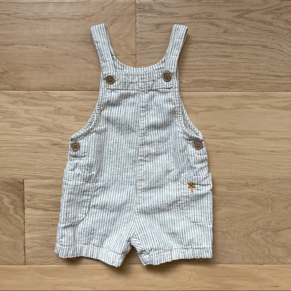 Striped overall shorts